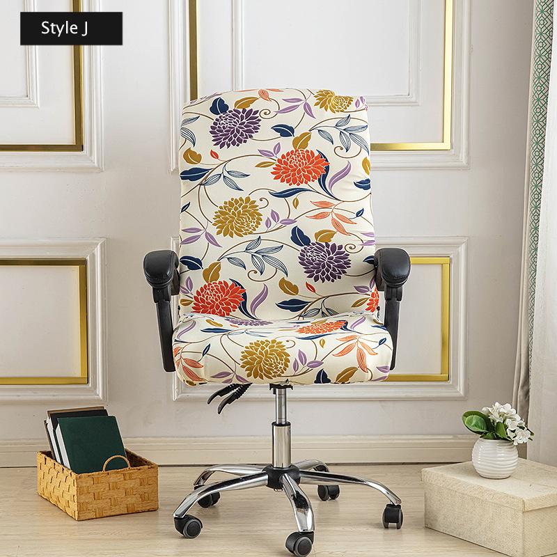 Stretch Printed Computer Office Chair Covers Universal Soft Desk Rotating Chair Protector with Zipper Removable Anti-Dust Cover