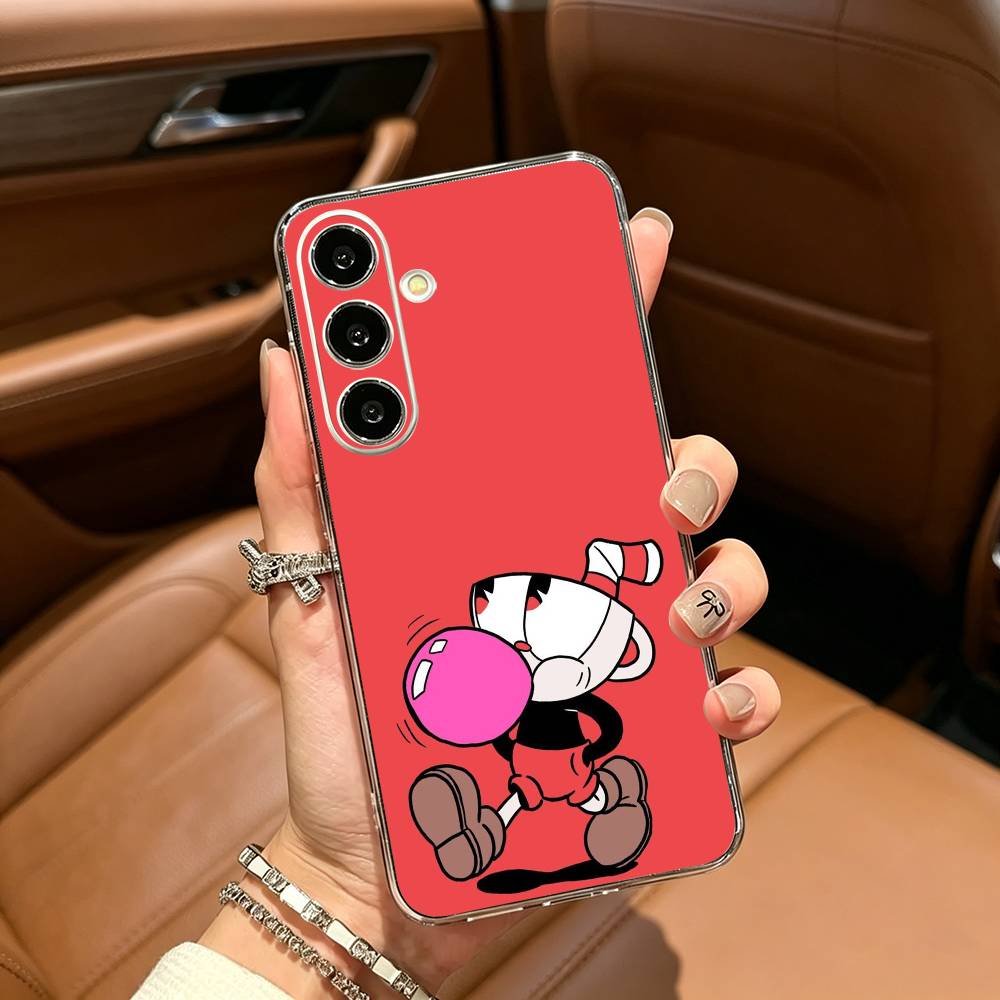 Süße CupHead und MugMan Handyhülle für Samsung Galaxy A71, A70, A52, A51, A40, A30 Transparente Hülle