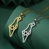 Lemegeton Hollow Out Je Israel Hexagram Map Pendant Necklace Stainless Steel Pendant Necklace Men's and Women's Jewelry Gift