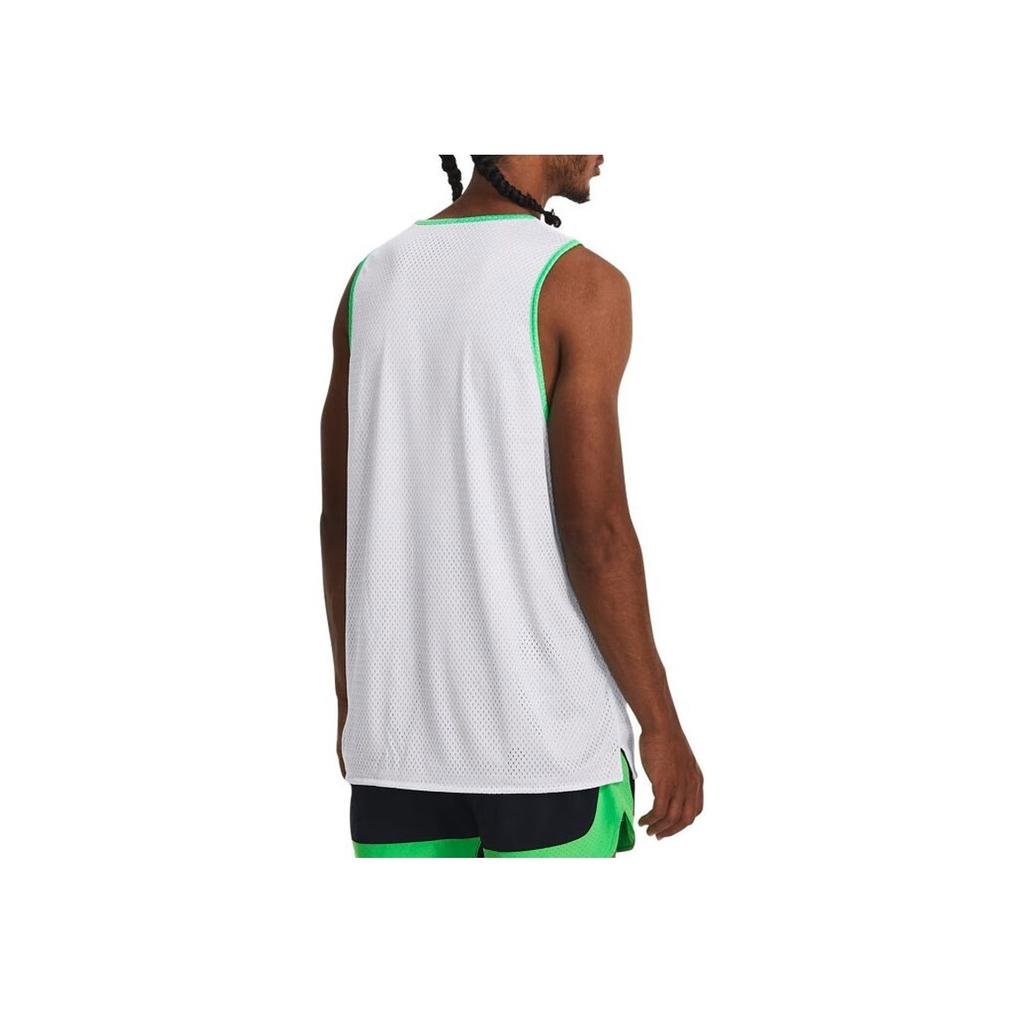 Under Armour Baseline Letter Print Breathable Reversible Basketball Jersey Men Tops White 1377310-100