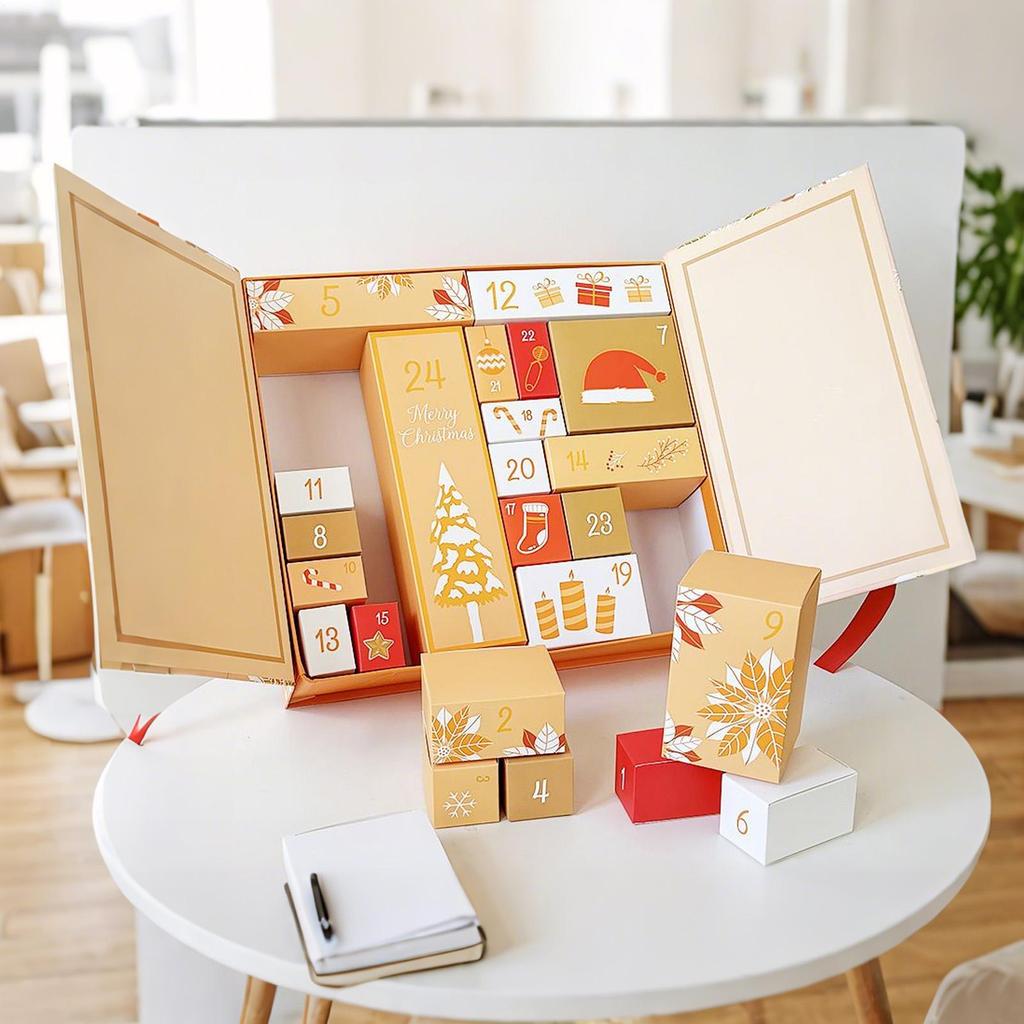 Fillable Countdown Boxes 24-Day Count Down To Christmas Empty Boxes Winter Holiday Folding Container Different Shape For