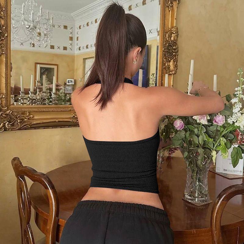 Fashion 2025 Summer New Sexy Sexy U Collar Halter Spaghetti Straps Vest Female Slim Fit Backless Easiest for Match Tops