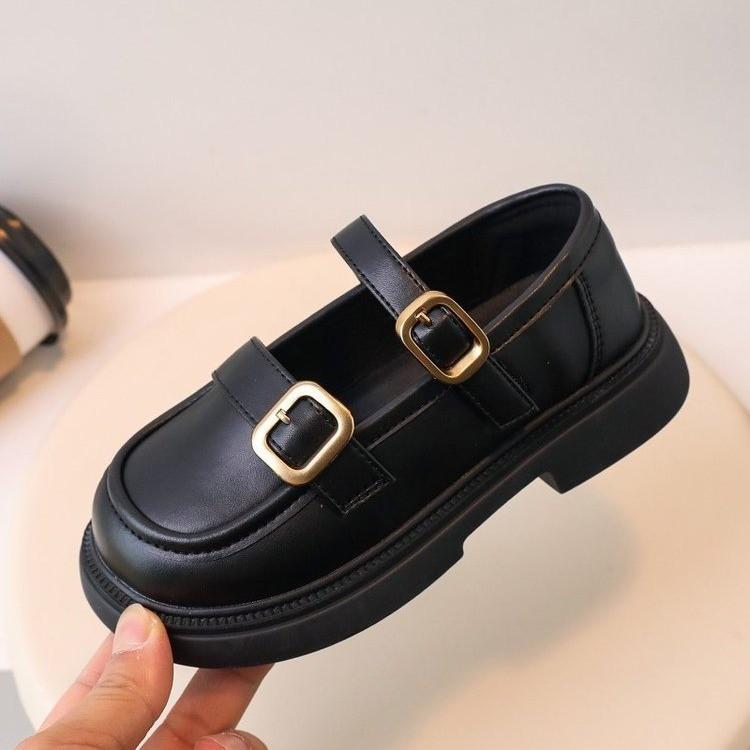 

Korean Girls Leather Princess Shoes Black Spring Autumn Campus Performance Children Flats size 36 чорний