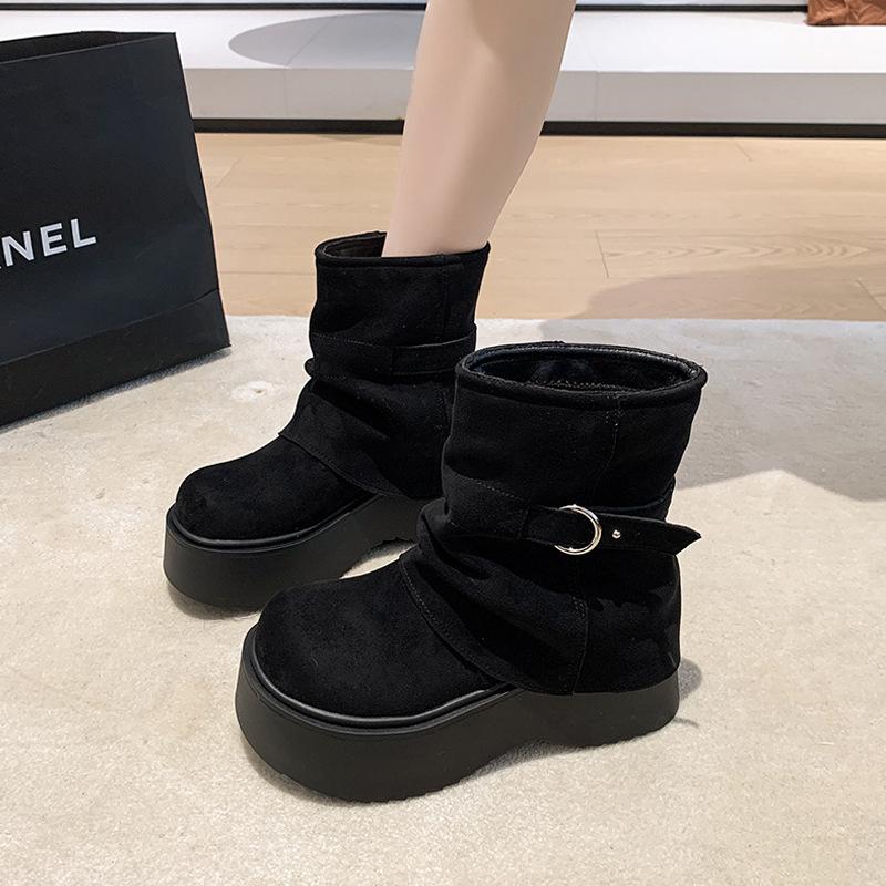 [Fanfna] Small man heightening trousers short boots women's 2025 autumn new muffin thick-soled western Martin boots