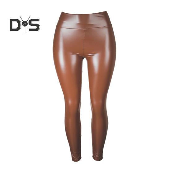 Damen Kunstlederhose, elastisch, schmal, mit Po-Lift, hohe Taille, glänzend, weich, atmungsaktiv, figurformend, Bauchkontrolle, einfarbig, für Damen, Nachtclub, Party