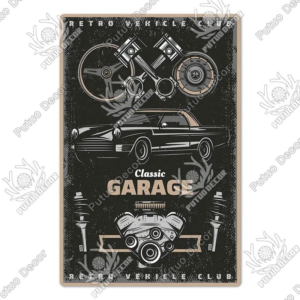 Metalowy Znak Ścienny Garage Bar, Tabliczka Dekoracyjna Wnętrza Samochodu 20x30cm