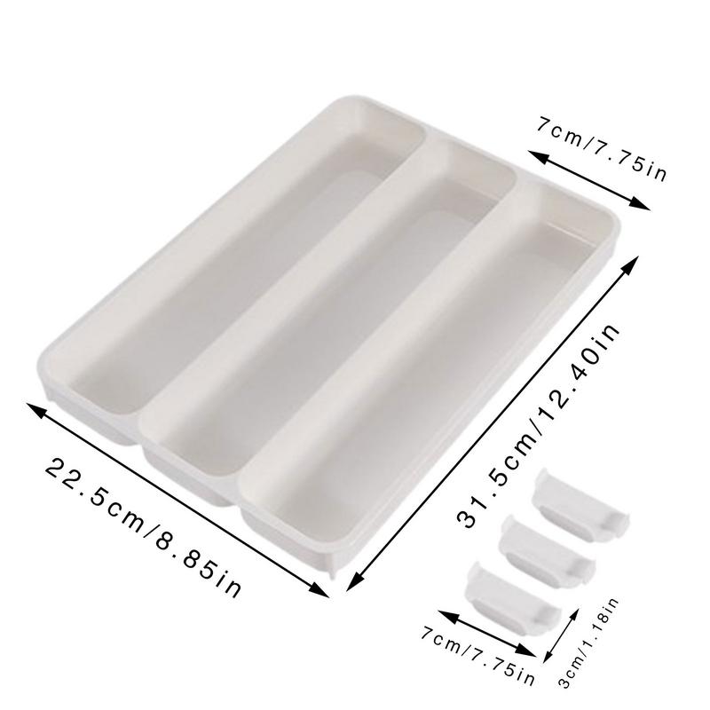 Drawer Cutlery Tray Kitchen Drawer Tray Home Organization Adjustable Compartments Multi-Purpose For Flatware Cutlery