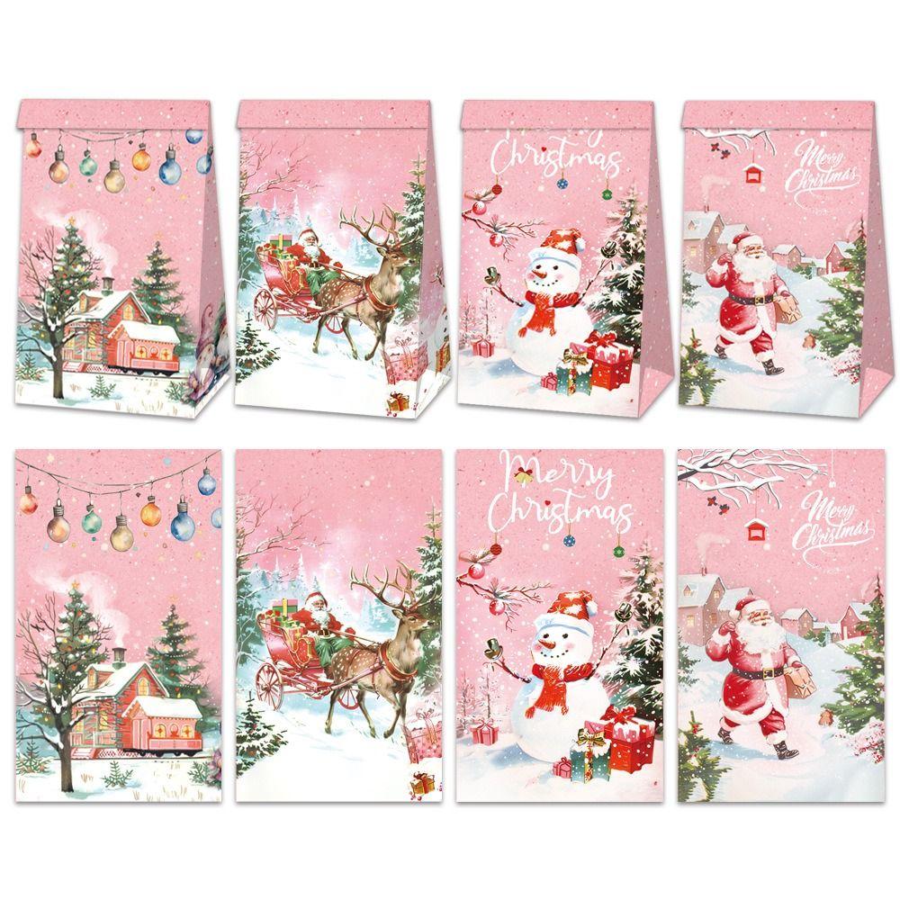 Santa Claus Christmas Candy Gift Box Snowflake Christmas Paper Packaging Bag  Carrying Case