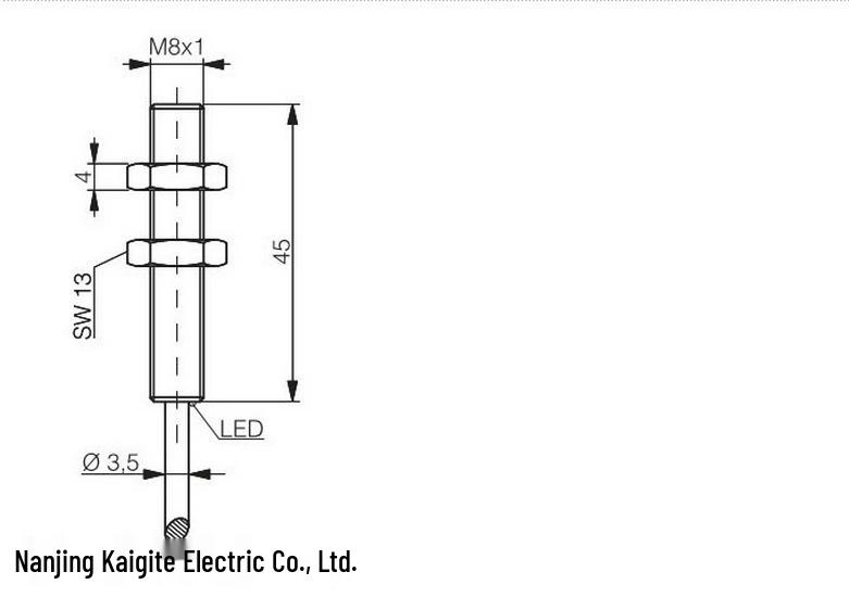 KJTDQ All-Metal M8 Proximity Sensor, 24V DC NPN, Three-Wire, Normally Open, Moisture-Proof.
