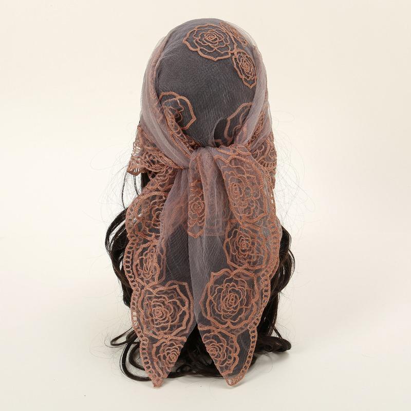 * CM Popular Embroidered Square Scarf Decorative Silk Scarf Fashionable Versatile Rose Bag Headscarf