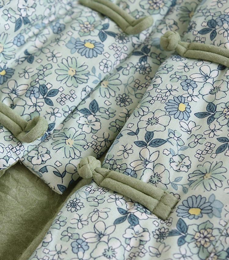 534 Winter Handmade Pure Cotton Floral Jacket - Chinese Retro Style for Middle-Aged and Elderly Women