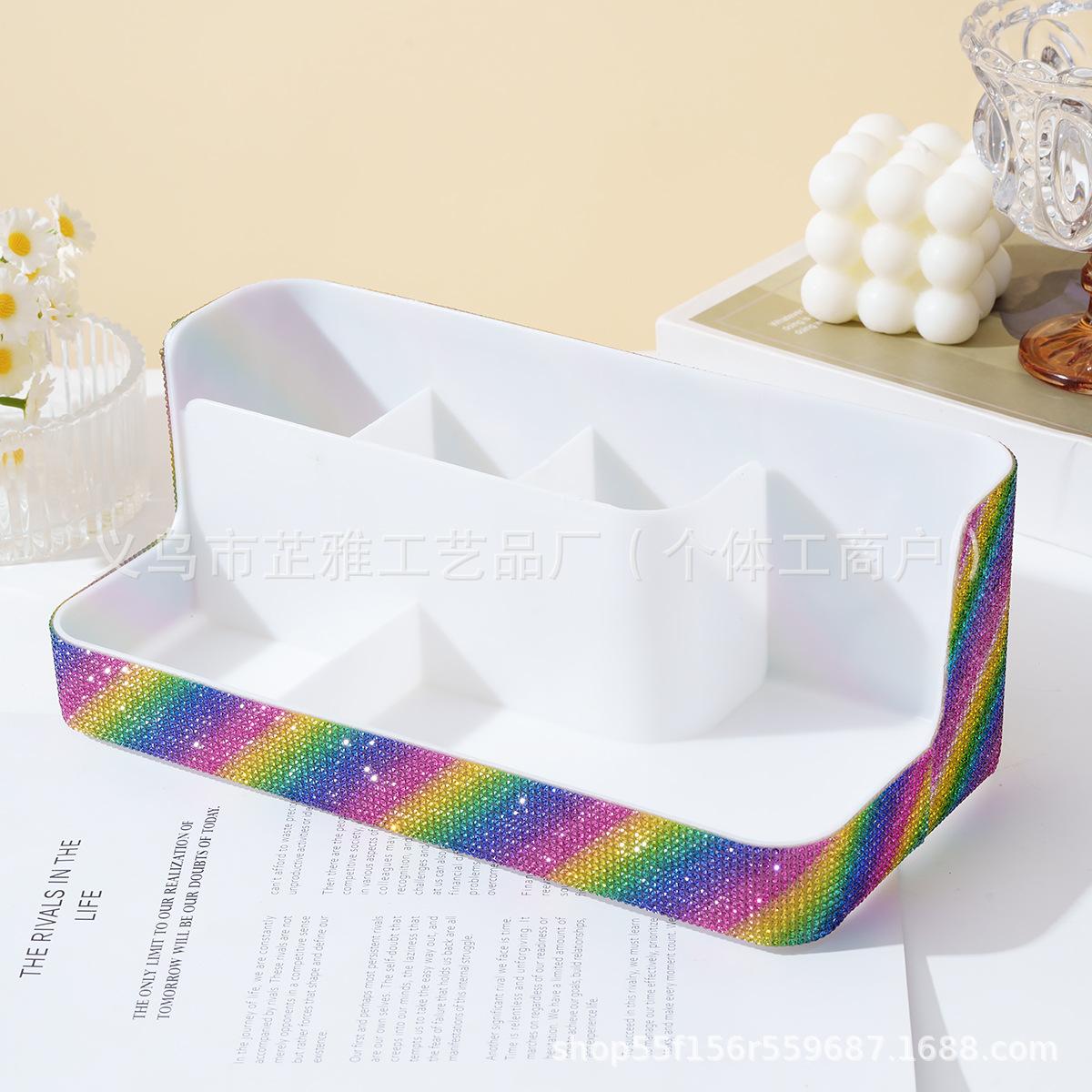 

Rhinestone Nail Art Tool Storage Box Desktop Cosmetic Shelf Phototherapy Pen Holder Large Capacity Grid Storage Box Color