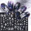 Art Decorations Charms Flower White New Year Design Snowflakes Nail Sticker Christmas 5D Embossed