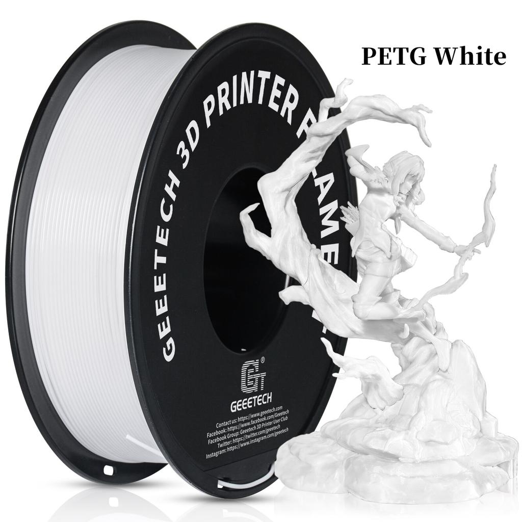 Geeetech 3D Printer Filament Pure PLA PETG Plastic 1.75mm, 1KG (2.2LBS), Tangle-Free, 3D Printing Materials, Vacuum Packaging