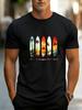 Men's Adult Casual T-Shirt with Coconut Tree and Sunset Print, Super Refreshing for Summer Wear