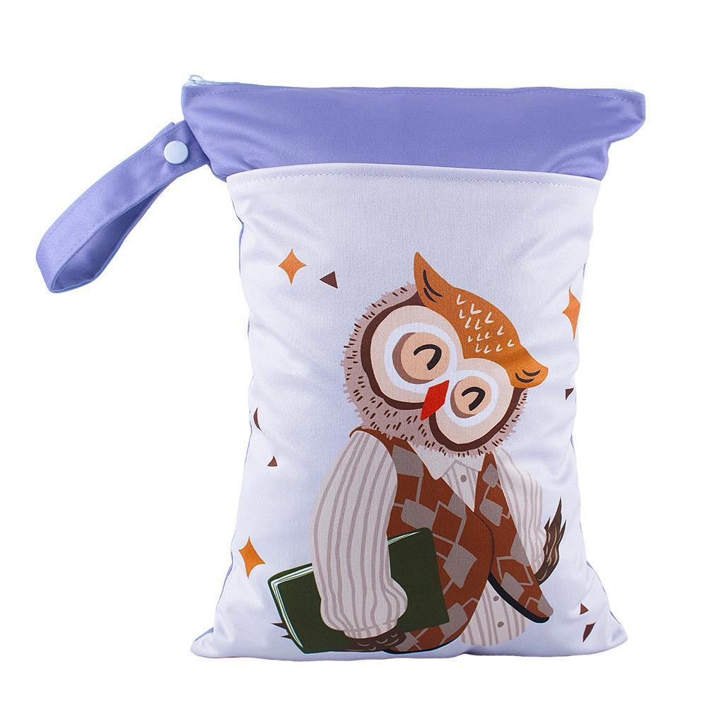 Cross-border Cartoon Print Hanging Baby Storage Bag, Reusable Diaper Bag with Wet/Dry Separation, Double-layer.
