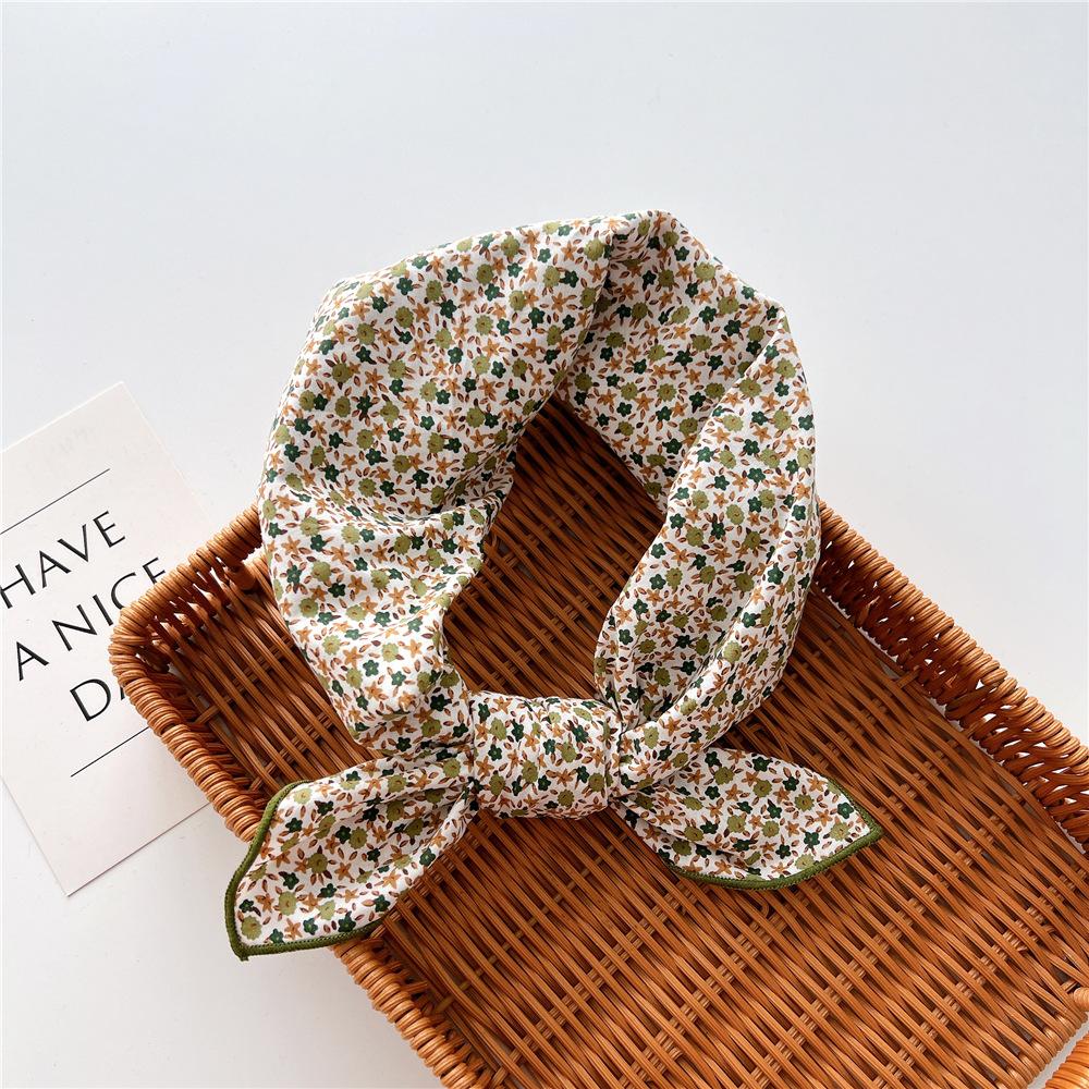 Cotton And Linen Small Square Scarf Silk Scarf Women'S Spring And Autumn New Style Artistic And Versatile Fashionable Temperament Headband Scarf
