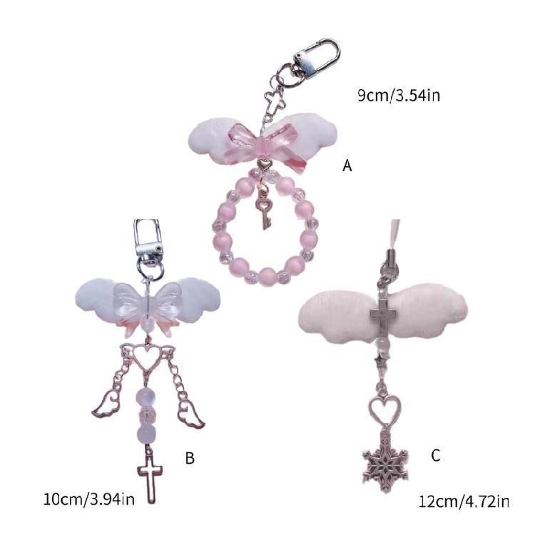 Elegant Winged Beaded Phone Chain Charm Beaded Phone Pendant for Women and Girls