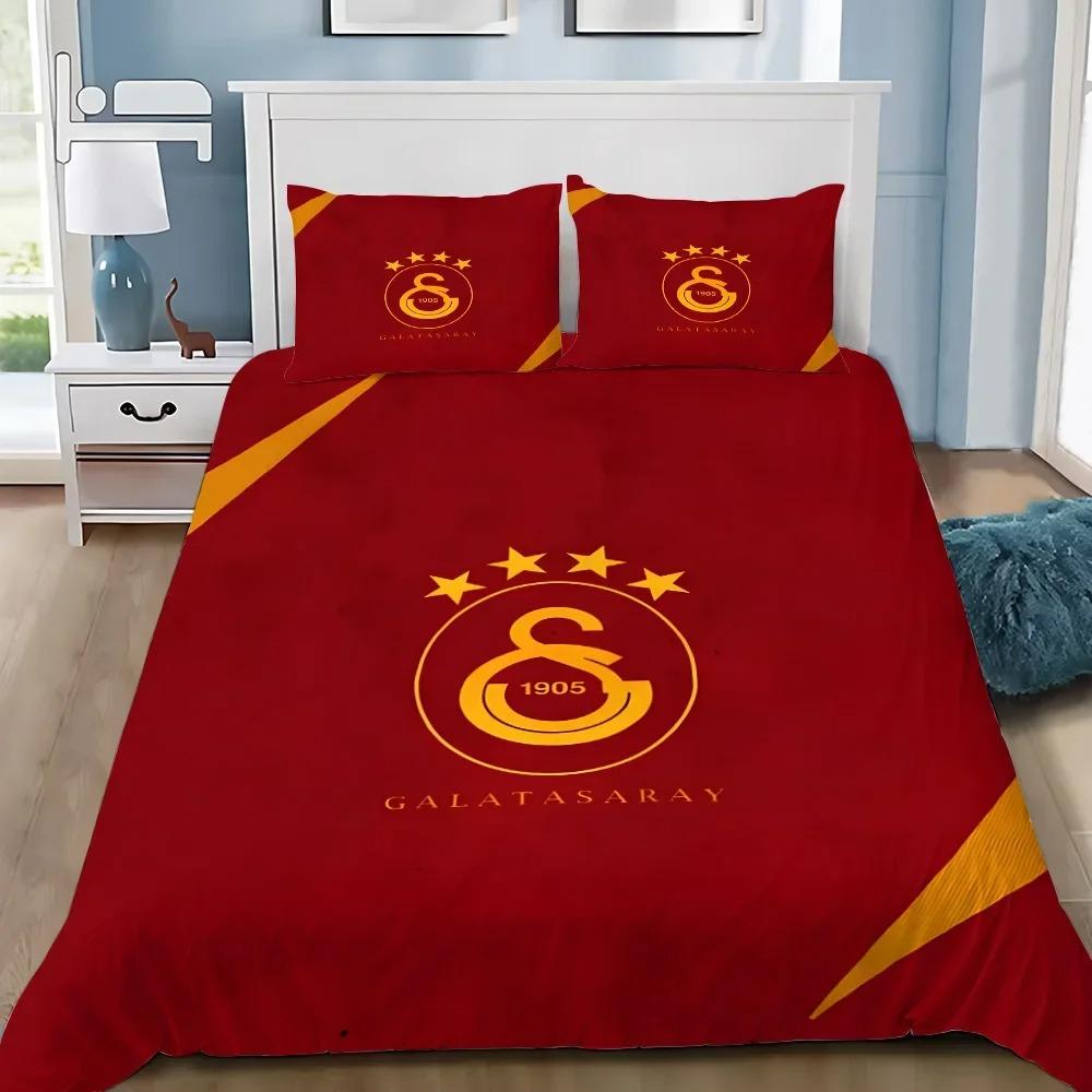 Galatasaray 3D Printed Bedding Set,Logo Football Club Duvet Cover Pillowcases for Adult Girl Boy Gift,Birthday Gift
