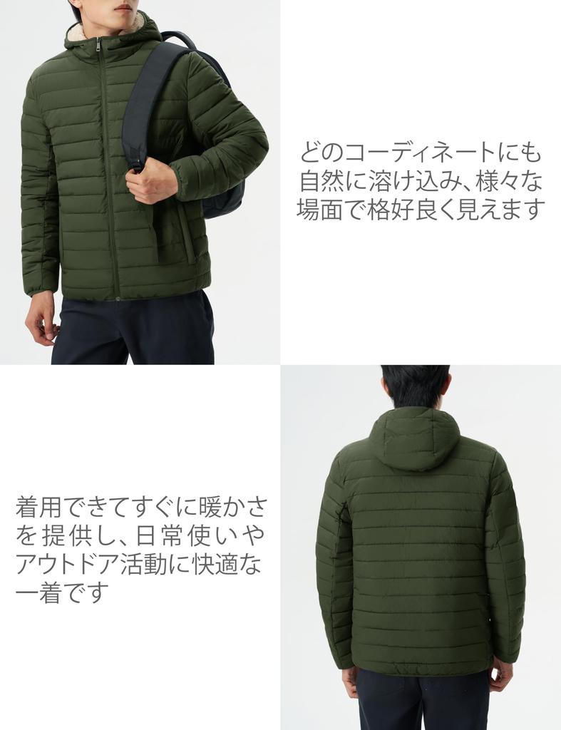 KEFITEVD Warme gefütterte Jacke mit Fleece Perfekt für Winter und Outdoor Armeegröße L Herren Innenfutter, Wandern, Angeln, Aktivitäten, Dick, Grün,