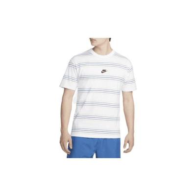 Logo Stripe Round Neck Sport Top Short Sleeve With Dropped Shoulders Men Tops White DQ1117-100