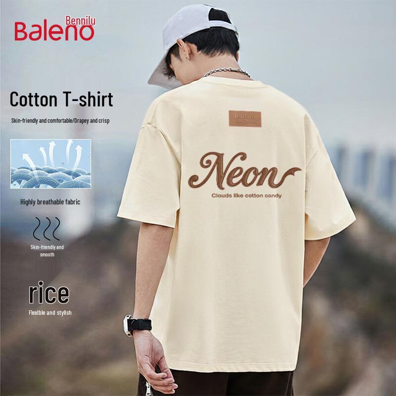 Baleno Men's Trendy Heavyweight Letter Print Cotton T-Shirt