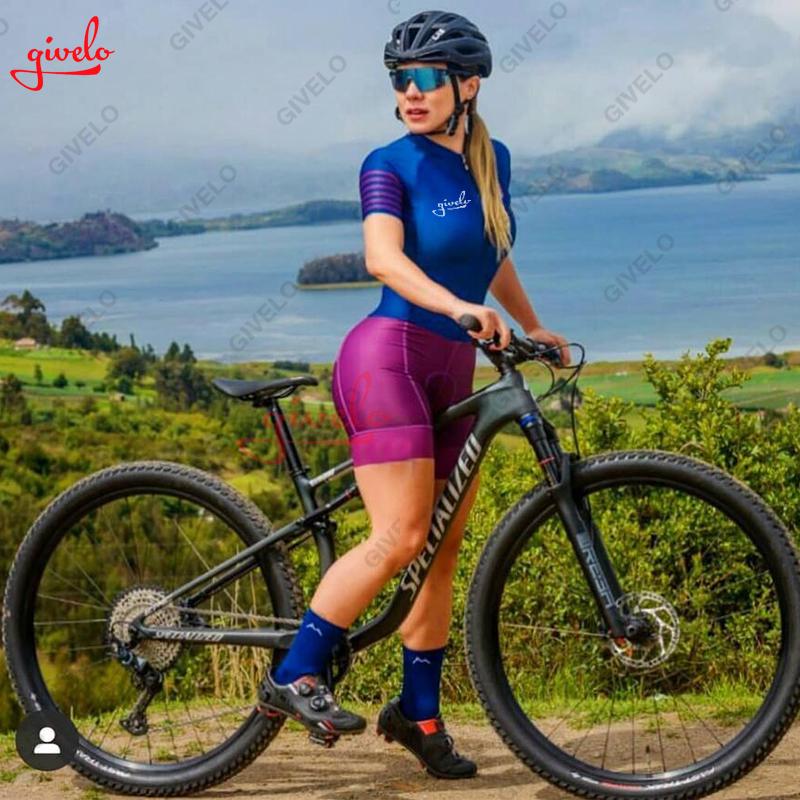 GIVELO Pro Women's Professional Triathlon Clothes Long Sleeve Cycling Skinsuits Sets 20DConjunto Feminino Ciclismo Jumpsuit Kits