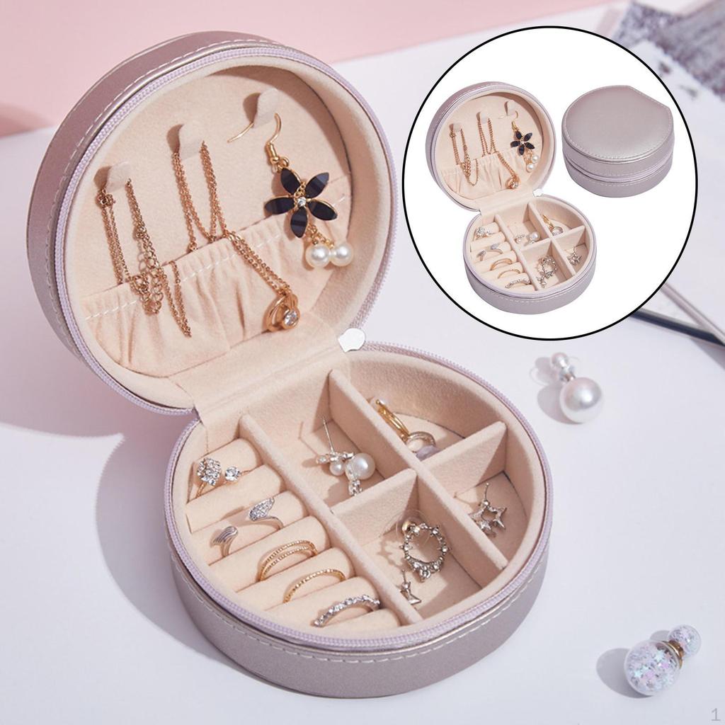 Box für Damen Mädchen Tragbar Schmuck, Ohrringhalter und Ringaufbewahrung Etui Organizer