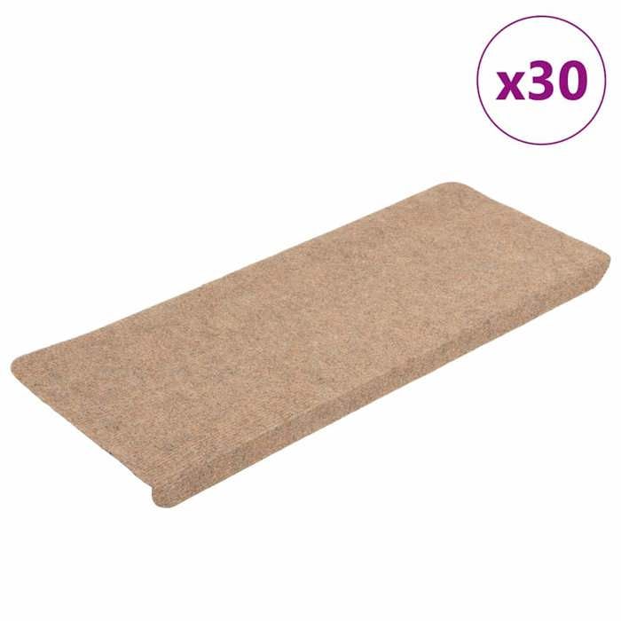 VidaXL Tapis d'escalier auto-adhésifs 30 pcs beige 65x24,5x3,5 cm, bande de roulement, tapis de bande de roulement 3365898