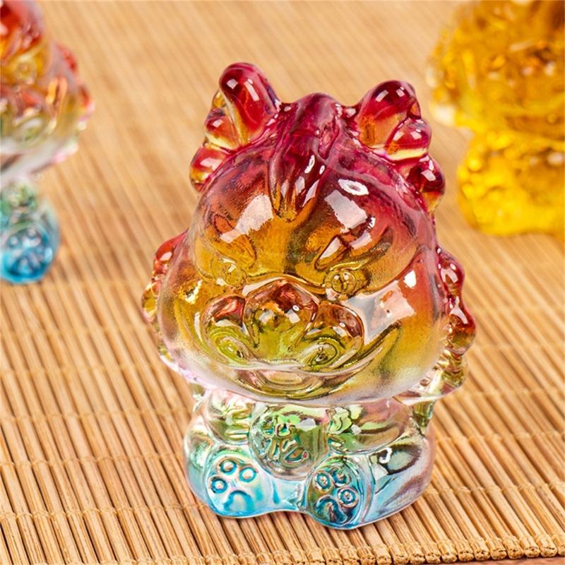 Crystal Dragon Sculpture Colorul Animal Figurine Ornament Bring Fortune and Wealth 2024 New Year Twelve Zodiac Statue