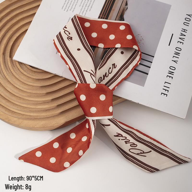 New Floral Hair Tie Set: Thin Braided Ribbon Bow and Scarf In Gift Box