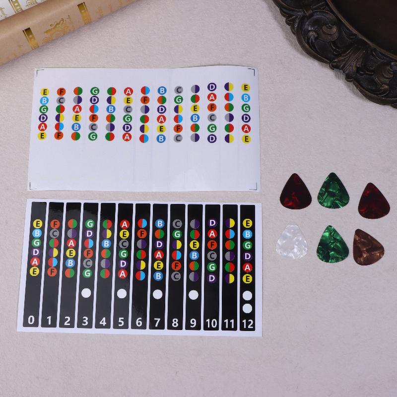 5Pcs Guitar Fretboard Notes Map Labels Stickers Guitarra Accessories 6 String Fingerboard Fret Decals For Guitar Beginner