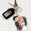 Custom 2D Cartoon Portrait Acrylic Keychain Personalized Photo Keyring for Family Couple Friend Memorial Gift Bag Pendant