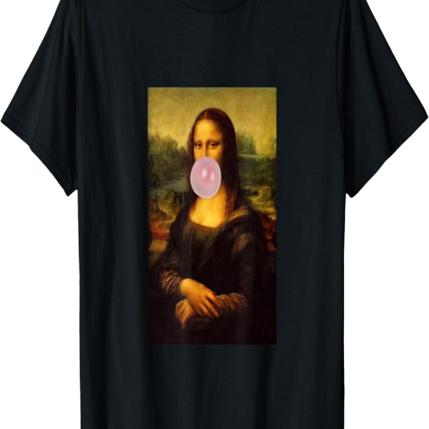 Mona Lisa with Chewing Gum T-Shirt Funny Mona Lisa Parody T-Shirt S