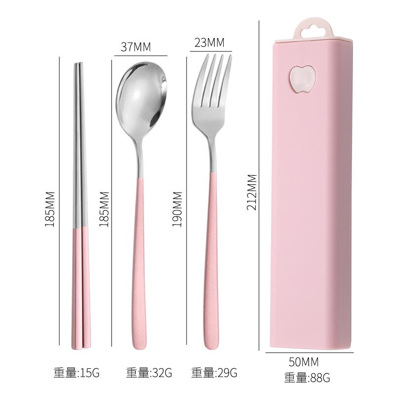 Korean 304 Stainless Steel Portable Tableware Three-piece Set Tableware Fork Spoon Chopstick Set