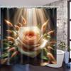 Bathroom Using Sunshine Flower 3D Shower Curtain, Luxury Bathtub Standard Shower Curtain, Waterproof and Bright Fabric Shower Cu