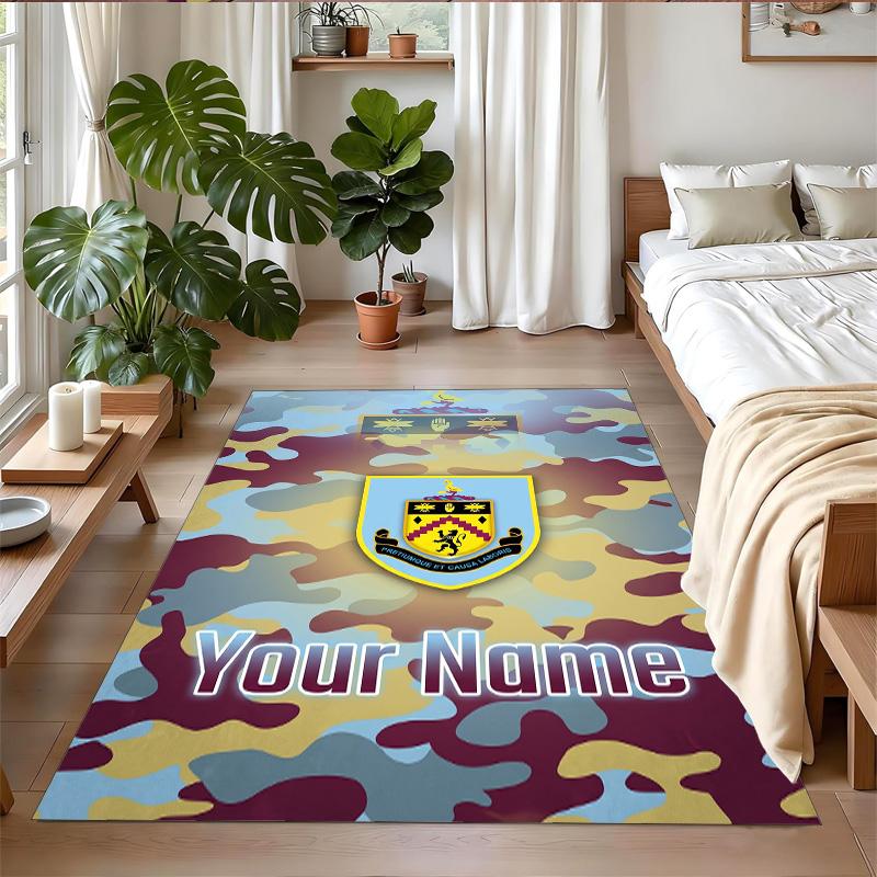 Crystal Velvet Rug Custom Name Text, Soft Non Slip Floor Mat Home DecorBurnley Football