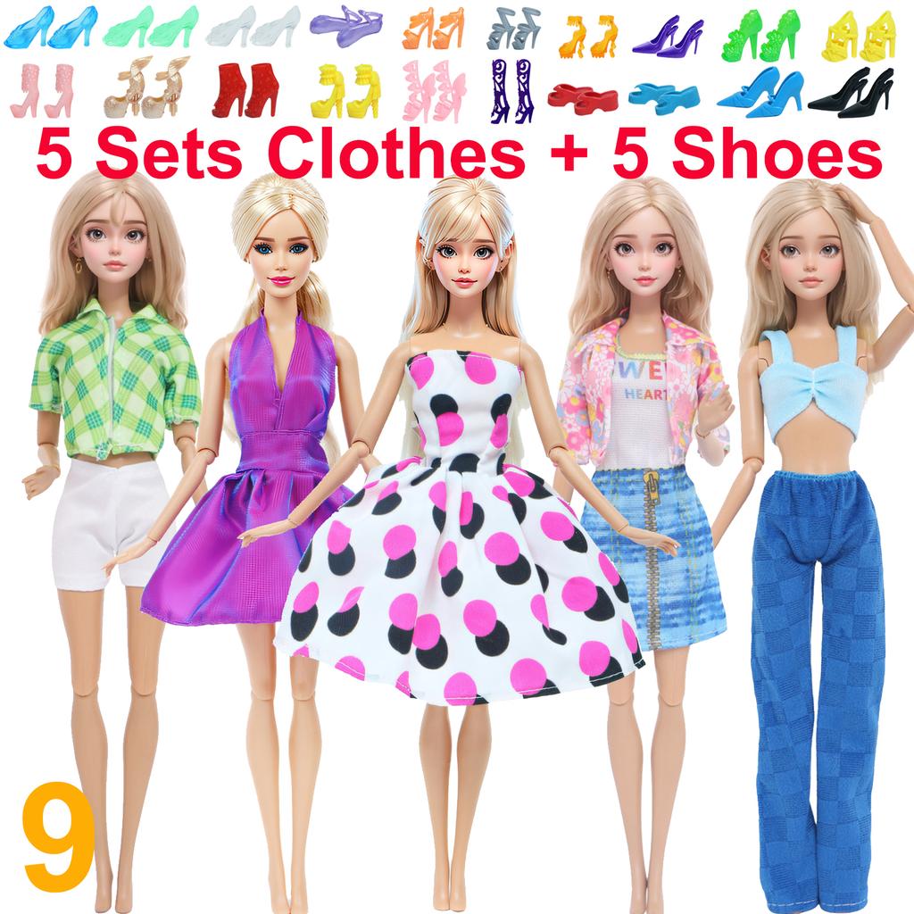 10 Stück/Set Mode-Outfits Ba Puppe Bie Hemd Hose Kleid Schuhe 11,5 Zoll Puppenkleidung Puppenhaus 11,8" 30cm 1/6 Puppenzubehör