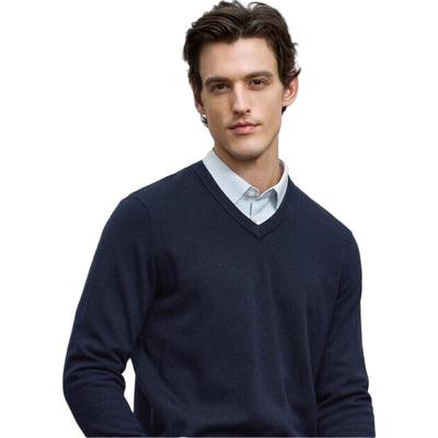 EMZ Ordos Men's 100% Wool V-Neck Sweater