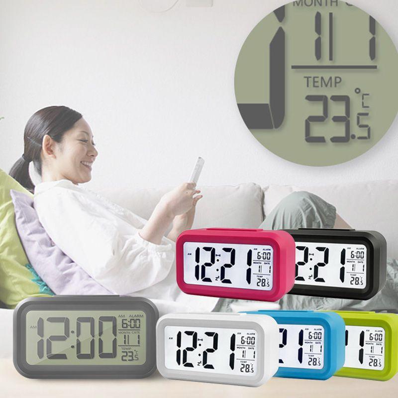 Digital Display Alarm Clock With Snooze Night Light Thermometer- Home Battery Operated