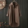 Cardigan décontracté en coton et lin pour femme - Chemise colorée à manches longues avec double poche