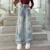 Jeans Strappati da Cowgirl con Buco per Bambine Ragazze Stile Casual Denim Distrutto Pantaloni Primavera Autunno Bambino High Street Pantaloni Vestiti