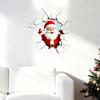 PVC Santa Wall Art for Balcony 3D Claus Sticker, Realistic Breaking Decal Christmas Holiday Decoration, Glass Clings Waterproof Indoor Outdoor Windows