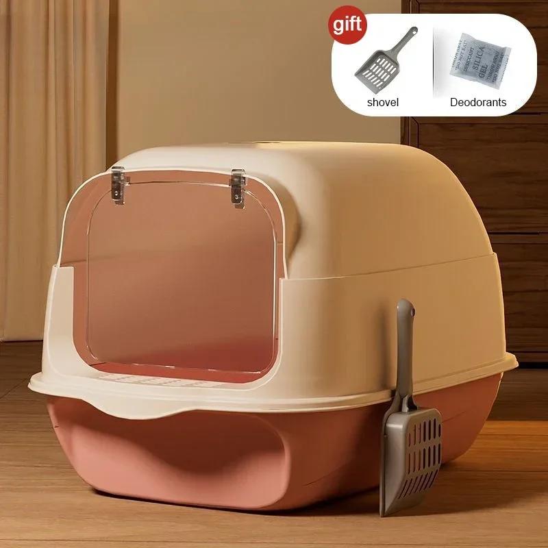 Large Capacity Cat Litter Box Fully Enclosed Sandbox Pet Anti Splash Toilet Spillproof Deodorant Cat Toilet Removable Cat Bedpan
