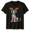 Christmas Dog Reindeer Antlers Lights Animals Holiday Unisex Unisex Graphic Tee