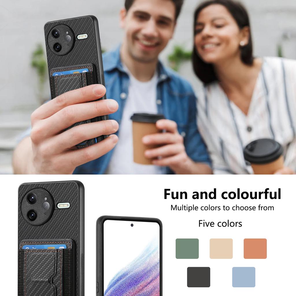 For Xiaomi Poco F7 Ultra 5G/Xiaomi Redmi K80 Pro 5G Case with Card Holder Kickstand Fiber Pattern Leather Back Cover