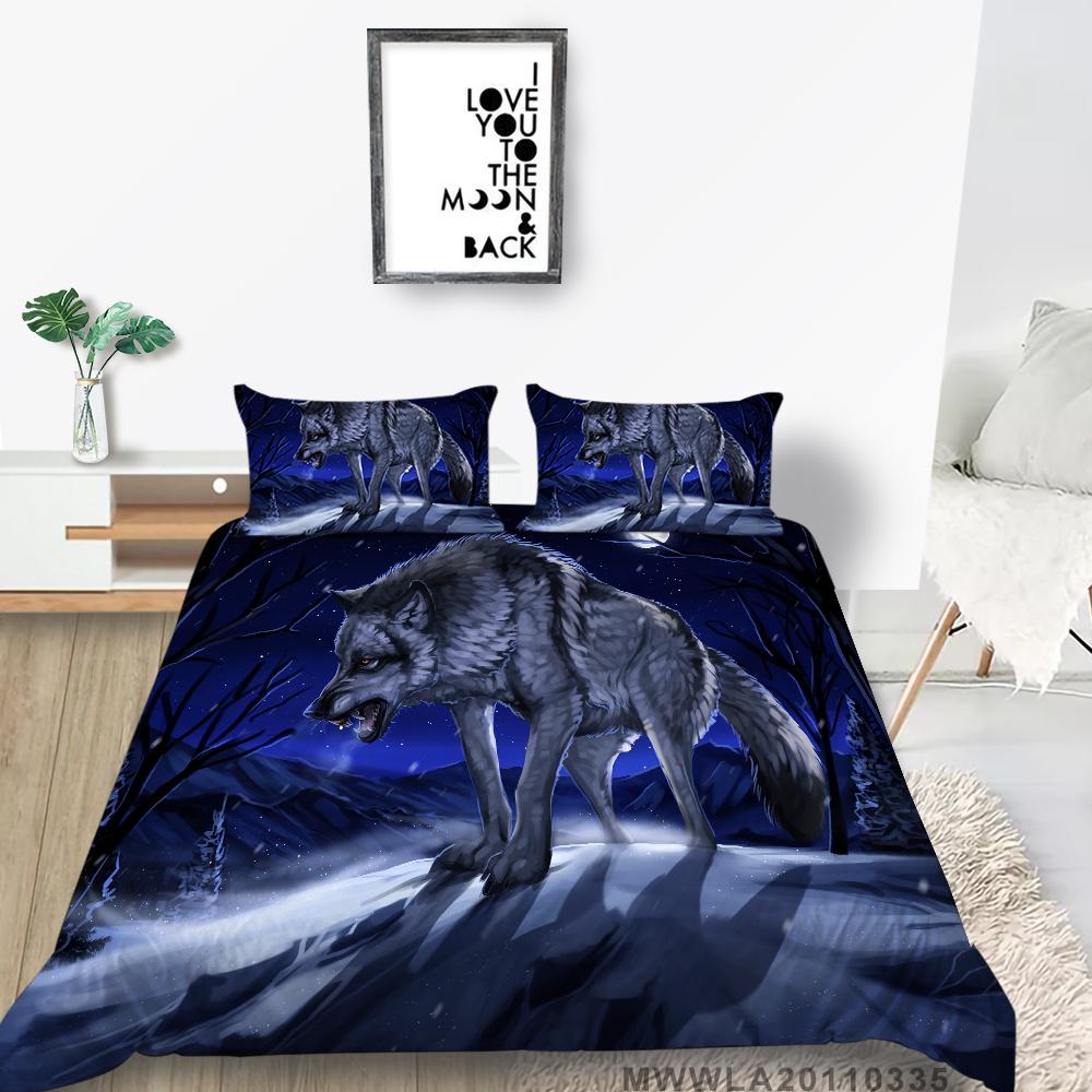 2023 New Style Unique Design Bedding Cover Suit Fashionable Decorative Wolf Printed Home Textiles Queen King Size Bedding