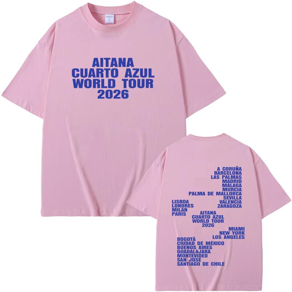 Singer Aitana CUARTO AZUL World Tour 2026 Merch Tshirt Fans Gift Unisex Women Summer Fashion Tshirts Unisex Streetwear Hip Hop
