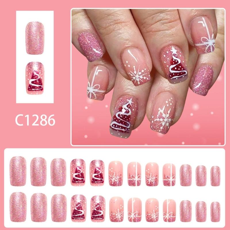 Sparkling Christmas 3D Nail Art Set Featuring Snowflake Patterns And Shimmering Glitters For Holiday Parties Daily Wear