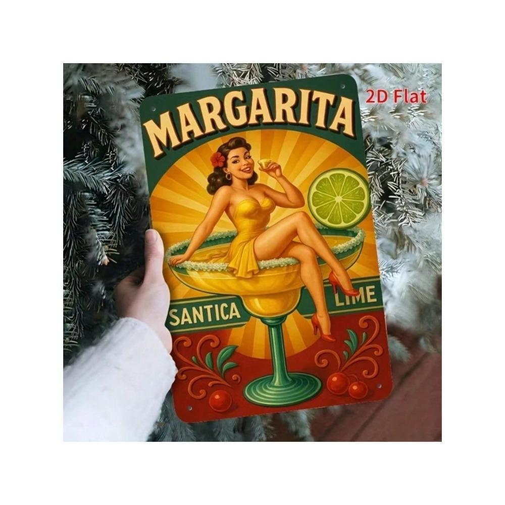 Santa Maria Retro Bar Sign Margarita Cocktail Metal Wall Poster Home Decor
